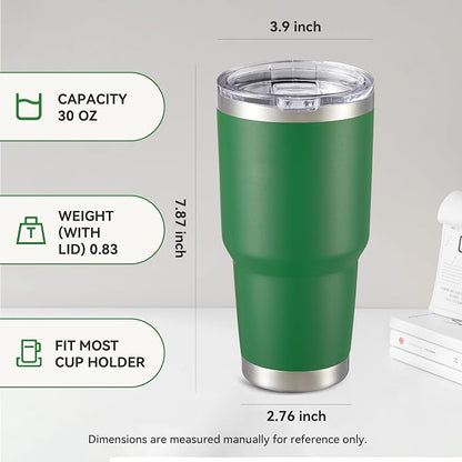 30 oz Tumbler with Lid Stainless Steel Tumblers Bulk Vacuum Insulated Cup Reusable Powder Coated Travel Mug Double Wall Leak Proof Cups Keep Cold Drinks for 12 Hours Dark Green, Set of 4 - Image 4