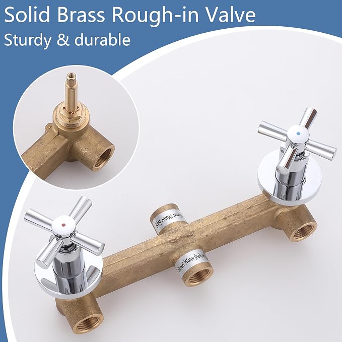 2 Handles Shower Faucet Set with Tub Spout Bathtub Shower Faucet Combo Set Shower System Complete Tub and Shower Trim Kit Wall Mounted Shower Fixtures Chrome - Image 4