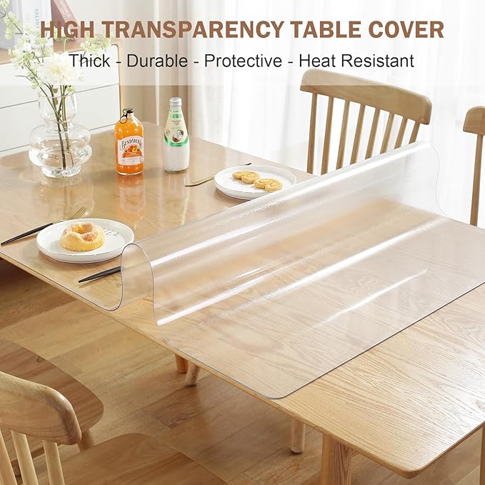 LovePads Frosted Table Cover Protector 42 x 84 Inch, 1.5mm Thick Plastic Table - Image 2