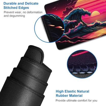 Mouse Pad, 31.5x15.7 inch Large Extended Computer Keyboard Mouse Mat, Water - Image 5