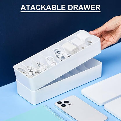 Tatuo 2 Pcs Cord Organizer for Drawer Desktop, Cable Organizer Box - Image 3