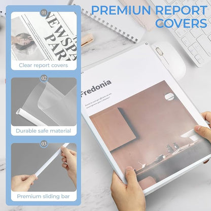 M&G 10 Pack Report Covers with Sliding Bar, 5mm Clear Report Folder - Image 7