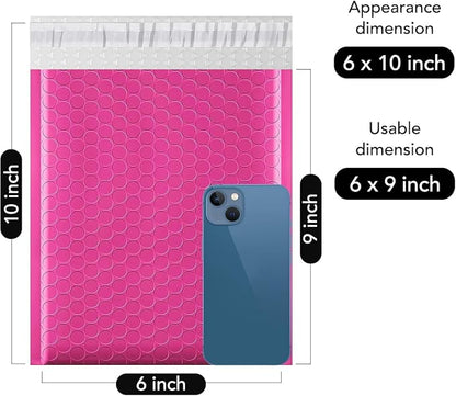 Fuxury Bubble Mailers 6x10" 100 Pack Pink Thick Padded Envelopes Usable Size - Image 2