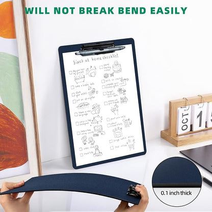 FRETONBA Blue Clipboard with Pen Holder, 2 Pack Plastic Clipboard with Low - Image 7