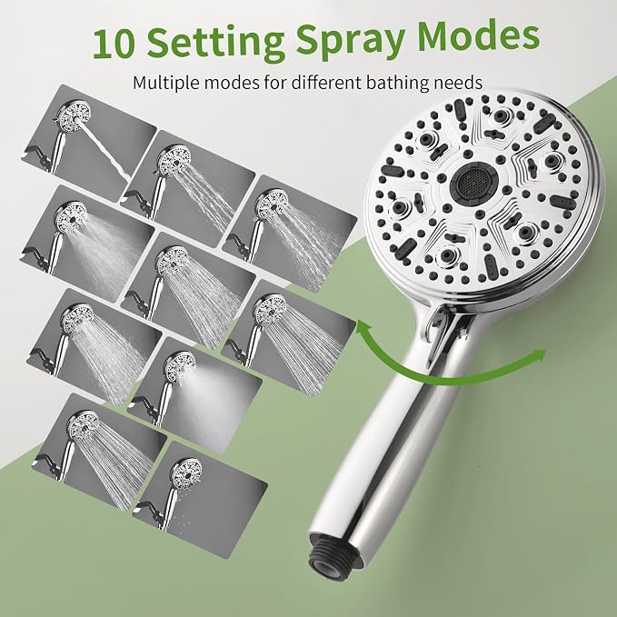 Tub Shower Faucet Set with 10 Spray Handheld Shower Chrome Shower Head and Handle Set Shower System with Tub Spout 4.7 Inch Shower Handheld Shower Fixtures Tub and Shower Trim Kit - Image 3