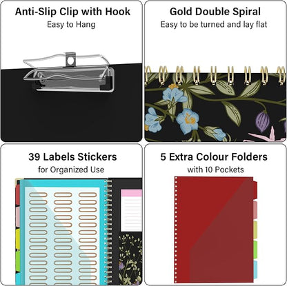 Foldable Clipboard Folio with Storage, 5 Plastic Folders with 10 Pockets - Image 3