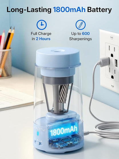 JARLINK Electric Pencil Sharpener, Fully Automatic Rechargeable Pencil Sharpener - Image 5