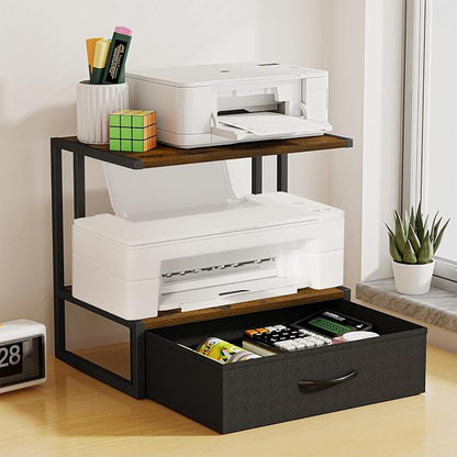 Printer Stand with Storage for Desk, with Fabric Drawer Desktop Printer Stand - Image 3