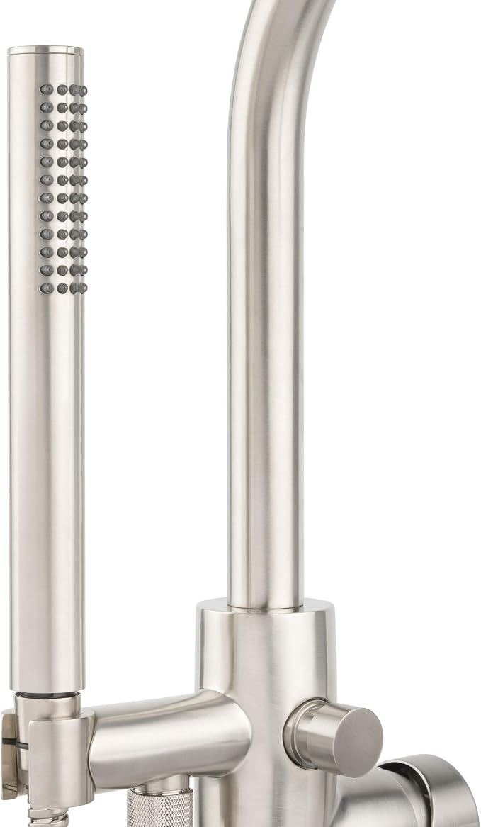 Miseno MTF15 Mia Floor Mounted Tub Filler - Includes Hand Shower - Brushed Nickel - Image 3