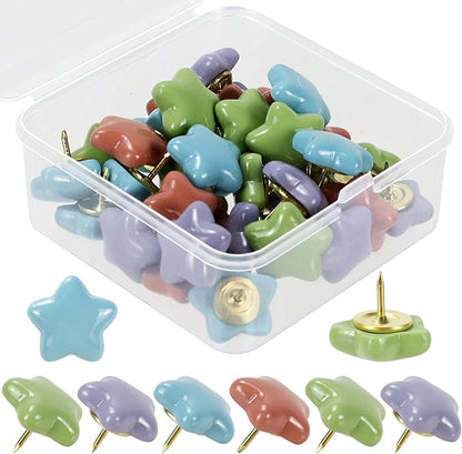 40 Pack Cream Star Decorative Push Pins, Thumb Tacks by Koqye
