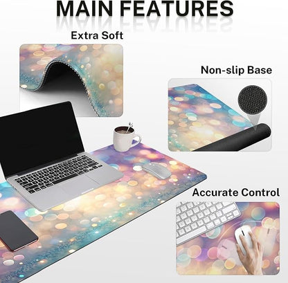Britimes Abstract Pink and Blue Glitter Keyboard Mouse Pad Set 4in1 Large - Image 3