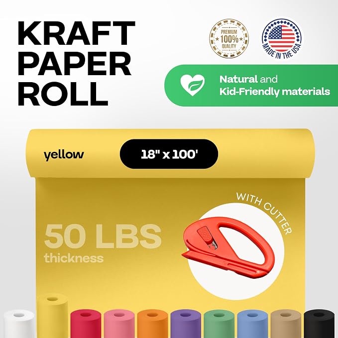 Yellow Kraft Paper Roll 18" x 1200" - Image 2