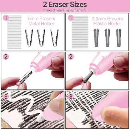 AFMAT Electric Eraser, with 140 Eraser Refills, Rechargeable Pencil Erasers - Image 3