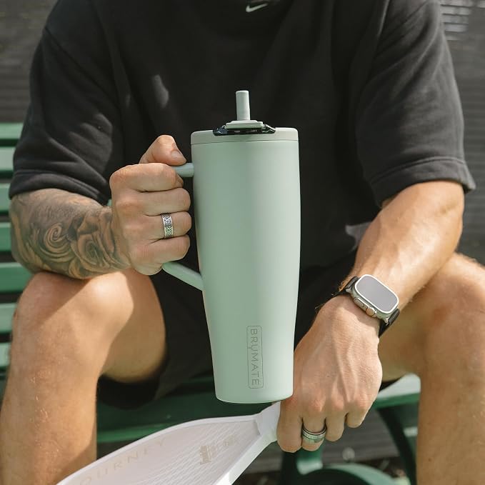 BrüMate Era Flip 40oz Tumbler with 100% Leakproof Covered Straw Lid | Hygienic Covered Straw | Insulated Stainless Steel Water Bottle with Handle | Cup Holder Friendly | BPA-Free (Onyx Leopard) - Image 5