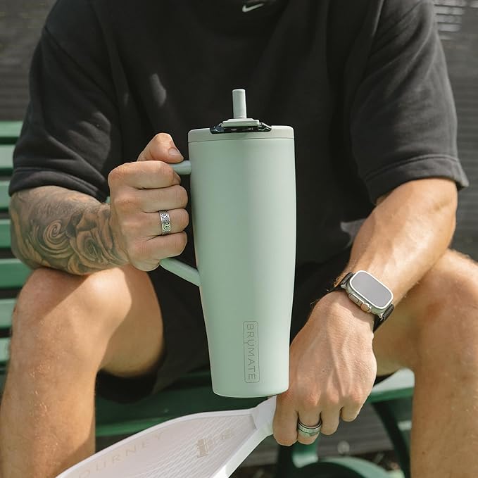 BrüMate Era Flip 40oz Tumbler with 100% Leakproof Covered Straw Lid | Hygienic Covered Straw | Insulated Stainless Steel Water Bottle with Handle | Cup Holder Friendly | BPA-Free (Lilac Dusk) - Image 5