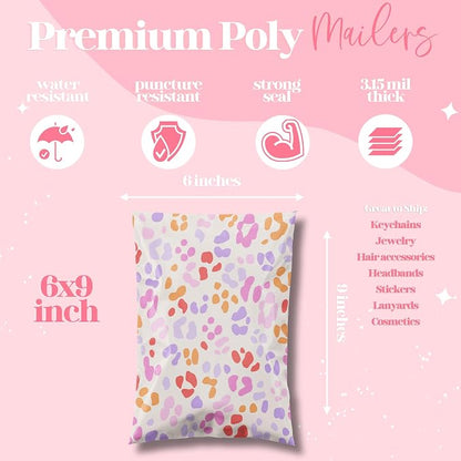 Pretty Package Store Poly Mailer 6x9, Preppy Leopard, 100 Pack | Heavy Duty - Image 4