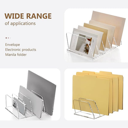 SANRUI Acrylic Mail Sorter Desktop Organizer, 5 Compartments Clear Small File - Image 5