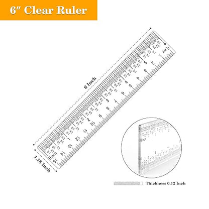 2 PCS 6"/12" Clear Acrylic Ruler Zero-Centering Ruler - Image 3