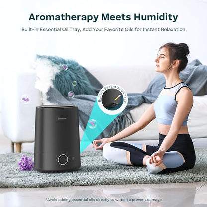 BREEZOME 5L Humidifiers for Bedroom, Ultrasonic Cool Mist Top Fill Humidifier & Essential Oil Diffuser, 360°Nozzle, Auto Shut-off, 50H Runtime, Quiet Humidifiers for Large Room, Baby Nursery, Plants - Image 4