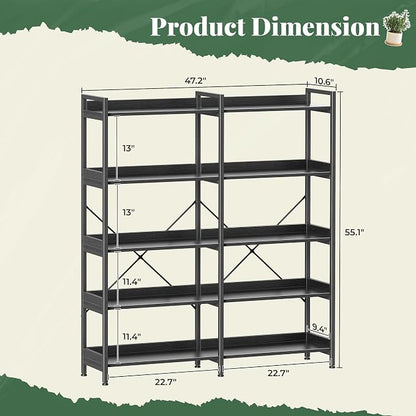 Huuger 5 Tier Bookshelf, Display Bookshelf - Image 2