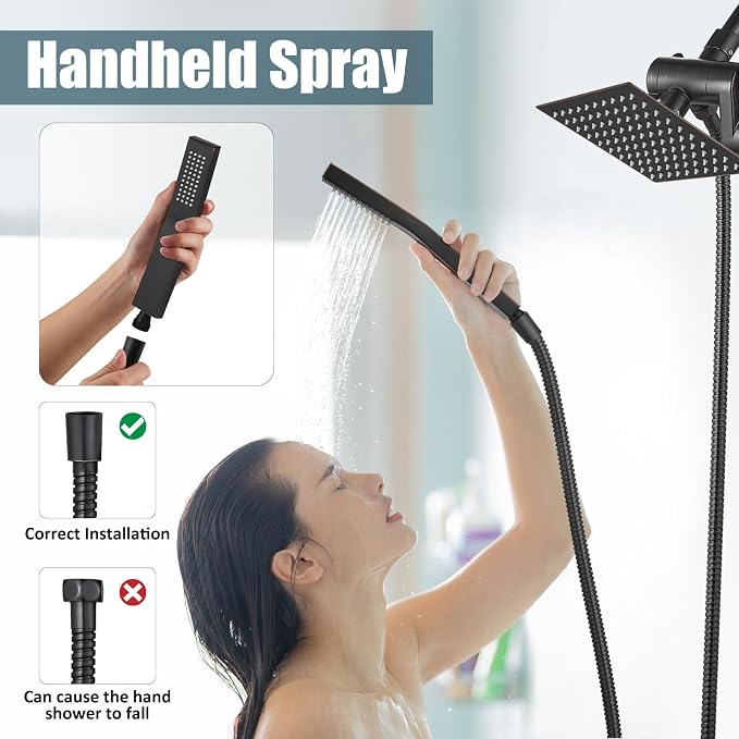 Aolemi Shower Tub Faucet Set with Handheld Spray Shower System Single Shower Rainfall Head and Handle with Tub Spout Combo Rough-in Valve Included Shower Trim Kit 6 Inch Shower Head Oil Rubbed Bronze - Image 7