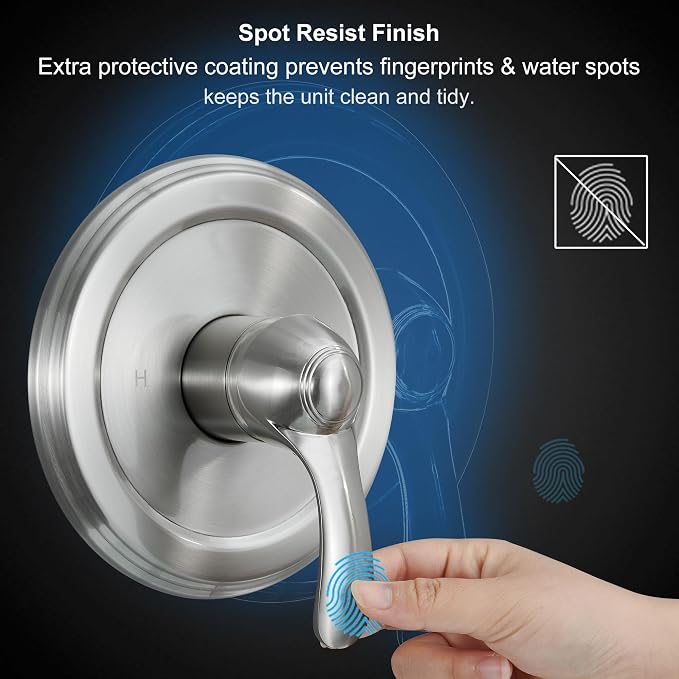 Tub Shower Faucet Set with Valve, 6-Inch Shower Head and Handle Set Brushed Nickel, Single-Handle Tub and Shower Trim Kit with Touch-Clean Rain Shower Head and Tub Spout - Image 5