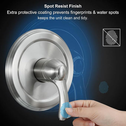 Tub Shower Faucet Set with Valve, 6-Inch Shower Head and Handle Set Brushed Nickel, Single-Handle Tub and Shower Trim Kit with Touch-Clean Rain Shower Head and Tub Spout - Image 5