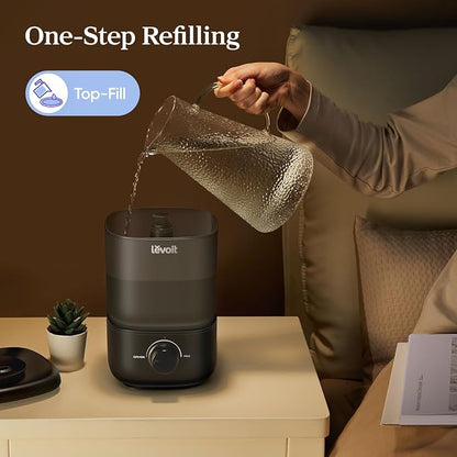 LEVOIT Classic 160 Top-Fill Ultrasonic Cool Mist Humidifier, Super Easy to Fill and Clean, Quiet Operation for Bedroom Home Baby & Plants, Auto Shut-off for Safety, 360° Rotating Nozzle, 2.5L, Black - Image 2