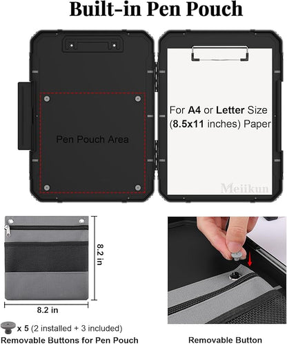 Meiikun Clipboard with Storage, Rugged Shockproof Protective, Internal Pen - Image 3