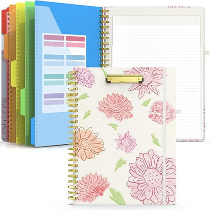 Sooez Clipboard Folio with Refillable Notepad, Folder with 10 Storage Pockets by Sooez