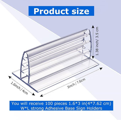 Fulmoon 100 Pcs Sign Holder, Adhesive Base Sign Holders Multiple Uses - Image 2