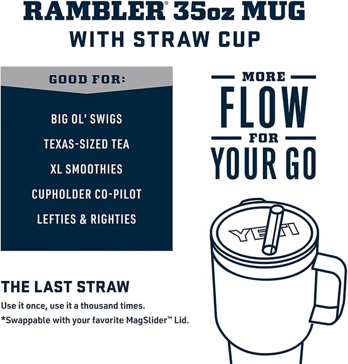 YETI Rambler 35 oz Tumbler with Handle and Straw Lid, Travel Mug Water Tumbler, Vacuum Insulated Cup with Handle, Stainless Steel, King Crab - Image 3