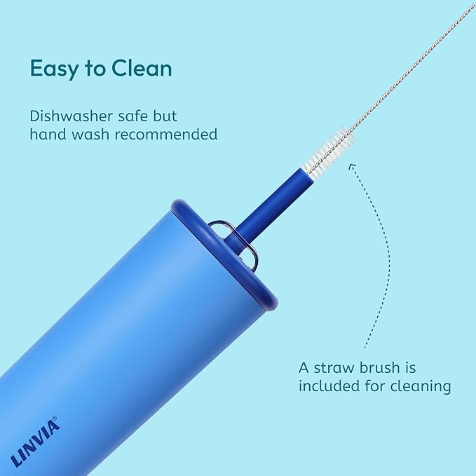Candy Tumbler, 25 oz Insulated Stainless Steel Water Bottle, 2-in-1 Lid with Flexible Straw, BPA-Free, Cup Holder Friendly, Dishwasher Safe, Ocean Blue - Image 6