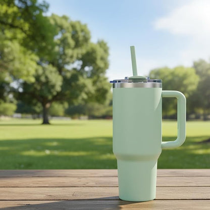 COKTIK 40 oz Tumbler With Handle and Straw, Insulated Tumbler With Leakproof Lids, Stainless Steel|BPA-Free, Cold for 24 H (Seafoam) - Image 7