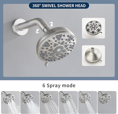 3 Handles Shower Faucet Set with Tub Spout Bathtub Shower Faucets Combo Set Shower System Complete Tub and Shower Trim Kit Brushed Nickel Shower Fixtures Brushed Nickel Shower Set - Image 4