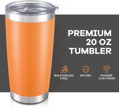 20 oz Tumbler with Lid Stainless Steel Insulated Tumblers Bulk Double Wall Vacuum Cups Powder Coated Travel Mug Keep Drinks Cold and Hot, Orange, 12 Pack - Image 2
