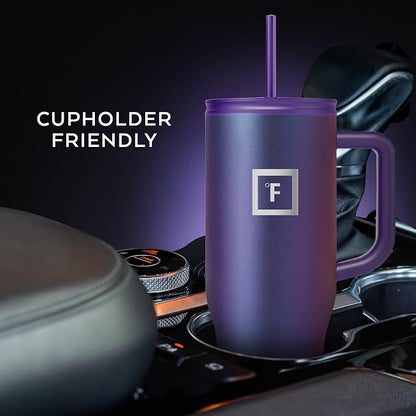 IRON °FLASK Co-Pilot Insulated Mug w/Straw & Flip Cap Lids - Cup Holder Bottle for Hot, Cold Drink - Leak-Proof - Water, Coffee Portable Travel Mug - Rose Gold, 40 Oz - Image 6