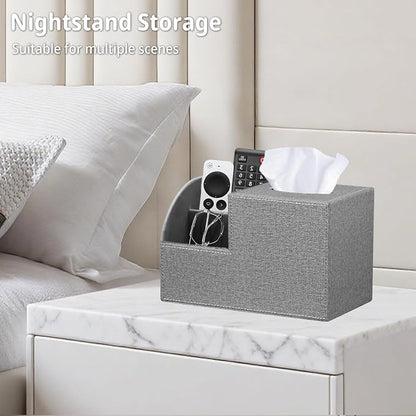 Square Tissue Box Cover with Storage, PU Leather Cube Tissue Box Holder - Image 7