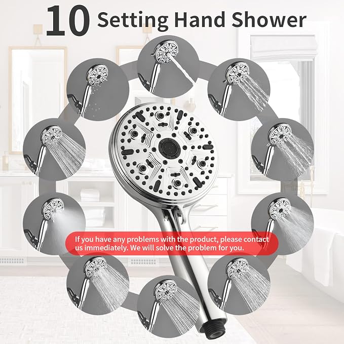 Single-Handle Shower Faucet Set Shower Kit with Valve Shower Trim Kit with 10 Spray Handheld Shower Head System Shower Valve and Trim Kit Chrome Shower Fixtures - 88065CP - Image 3