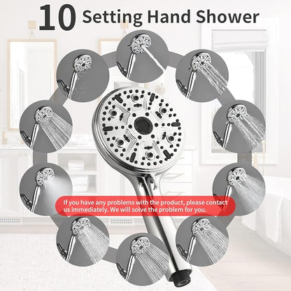 Single-Handle Shower Faucet Set Shower Kit with Valve Shower Trim Kit with 10 Spray Handheld Shower Head System Shower Valve and Trim Kit Chrome Shower Fixtures - 88065CP - Image 3