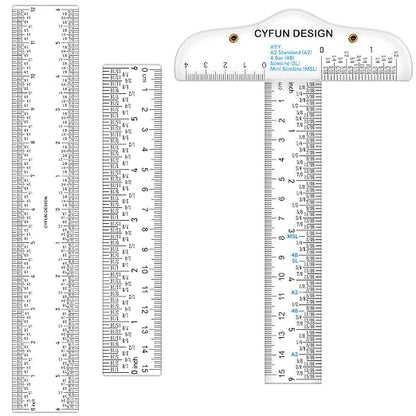 6/12inch Clear Acrylic Ruler 3 Pack Zero-Centering Ruler by CYFUNDESIGN