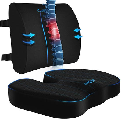CushZone Ergonomic Seat Cushion & Lumbar Support Pillow by CushZone