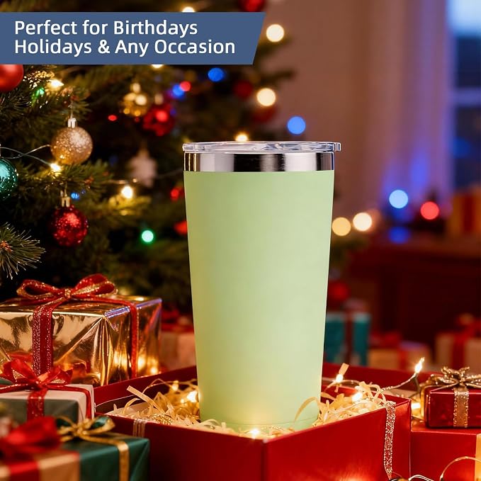 GGQ 20oz Travel Coffee Tumbler Food-Grade 304 Stainless Steel Vacuum Insulated Double Wall Leak-Proof Lid Reusable Straw Hot and Cold Drinks Cup Holder Friendly (Light Blue) - Image 7
