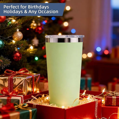 GGQ 20oz Travel Coffee Tumbler Food-Grade 304 Stainless Steel Vacuum Insulated Double Wall Leak-Proof Lid Reusable Straw Hot and Cold Drinks Cup Holder Friendly (Light Blue) - Image 7
