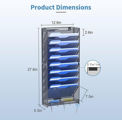OUTWOLF 10 Tier Hanging Wall File Organizer Wall Mount Paper Document Folder - Image 5