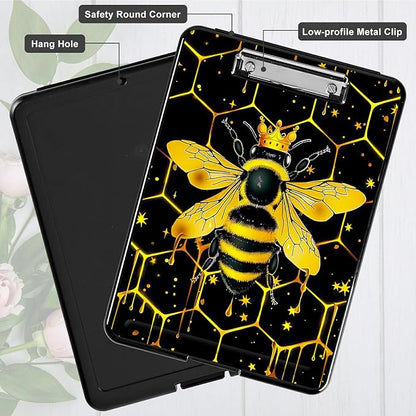 Bee Black Background A4 Clipboard - Image 5