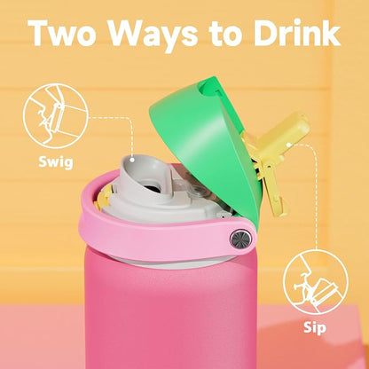 32 oz Insulated Water Bottle for Women: Meoky Stainless Steel Water Bottle with 2-in-1 Straw and Spout Lid - Leak Proof, Cold for 24 Hours, Protective Silicone Base, BPA-Free for Sports Gym, Ruby - Image 4
