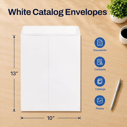 SUNEE 10 x 13 Self Seal Catalog Envelopes, 28lb White Security Mailing Envelopes - Image 2
