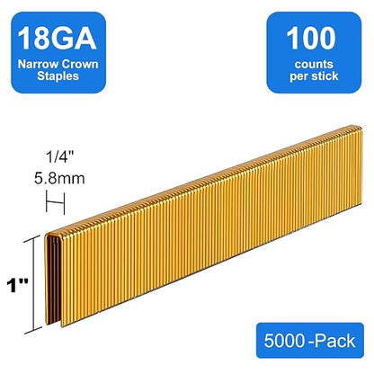 18 Gauge 1/4" Narrow Crown Staples 1" Leg Galvanized 5000 Pack - Image 2