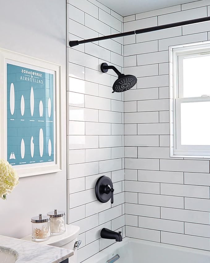 Shower Faucet Set Matte Black: ARCORA Bathtub Faucet Set with 6-Inch Rain Showerhead and Tub Spout, Single-Handle Tub and Shower Trim Kit (Valve Included) - Image 7